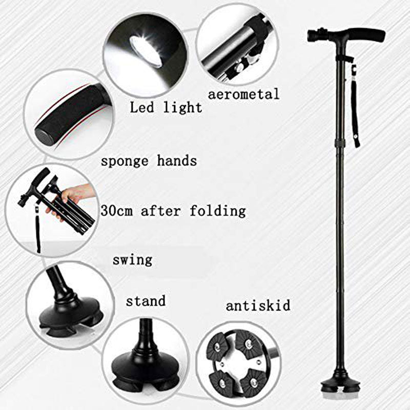 High Quality Foldable Walking Stick With LED Light